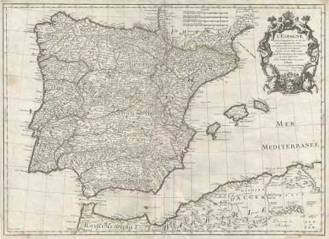 1701 Delisle Map of Spain and Portugal