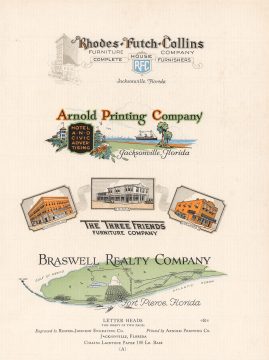 1927 Arnold Printing Company Sampler w/ Map of Florida