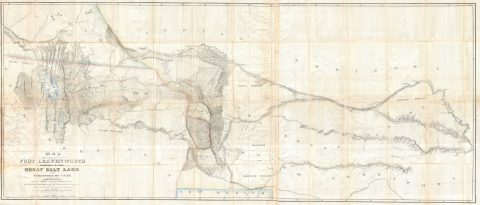 1852 Stansbury Map of the Great Salt Lake to Fort Leavenworth Route (Colorado, Utah, Wyoming, Kansas