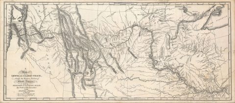 1814 Lewis Map of Lewis and Clark Expedition, 1870 Reprint