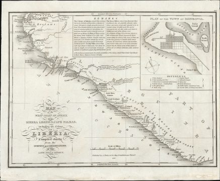 1830 Ashmun / Finley First Map of Liberia w/Monrovia Inset
