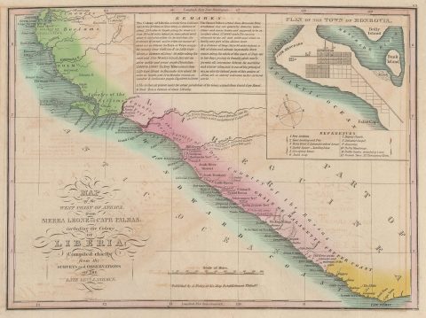 1831 Ashmun Map of Liberia w/Monrovia inset