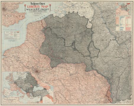 1918 Matthews Northrup Wall Map of Northern France WWI Western Front