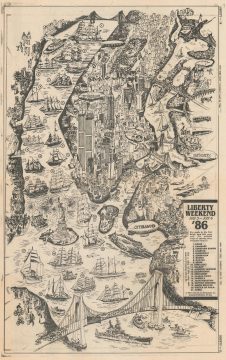 1986 Cioca and New York Post Pictorial Map of New York City
