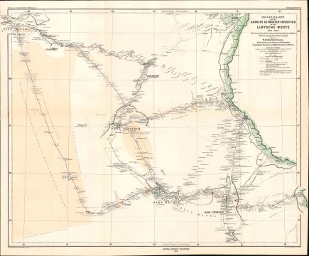 1875 Jordan / Petermann Map of the Rohlfs Expedition, Egyptian and Libyan Deserts