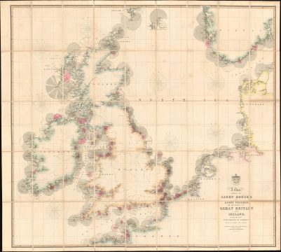 1863 Laurie / Findlay Map of England w/Lighthouses and Lightships
