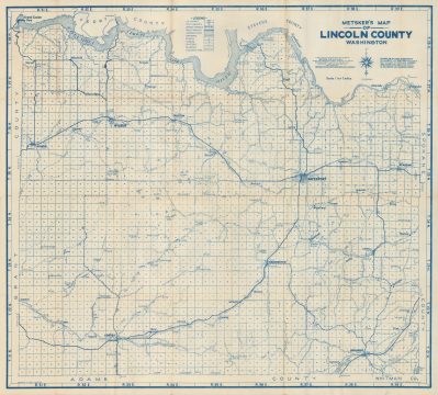 1943 Metsker Map of Lincoln County, Washington