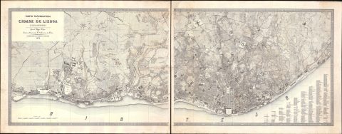 1878 Felipe Folque 'Best' Large-scale Map of Lisbon, Portugal