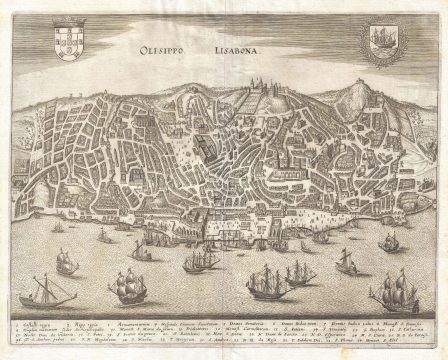 1635 Merian View of Lisbon (Lisboa), Portugal