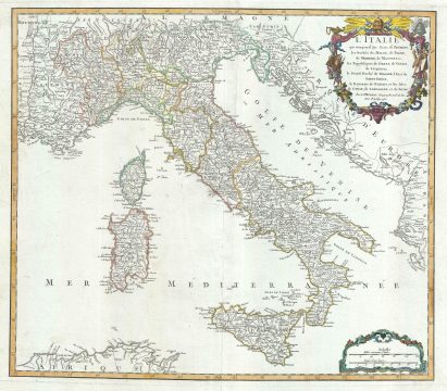 1757 Vaugondy Map of Italy