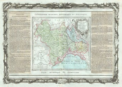 1786 Desnos and de la Tour Map of Northwestern Italy (Milan, Parma, Genoa)
