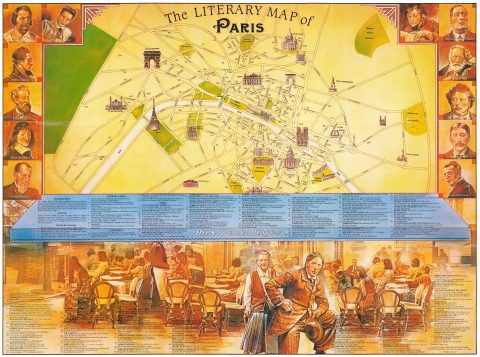 1988 Ayriss Pictorial Literary Map of Paris, France