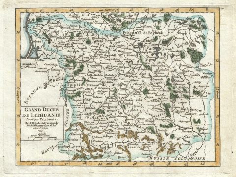 1749 Vaugondy Map of Lithuania