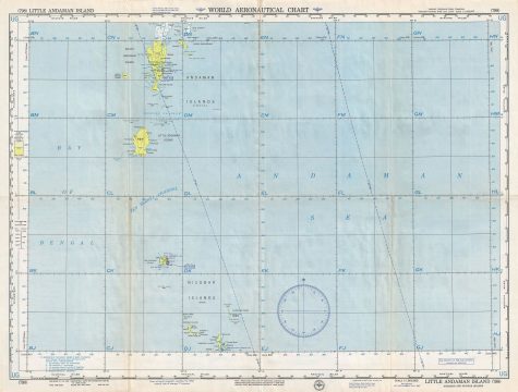 1957 U.S. Air Force Aeronautical Chart or Map of the Andaman Islands, India
