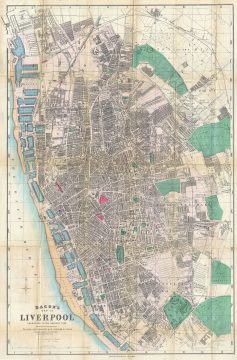 1885 Bacon Pocket Map of Liverpool, England
