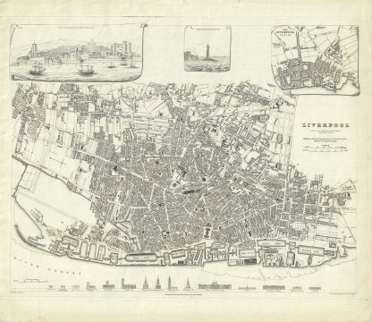 1836 S.D.U.K. Subscriber's Edition Map or City Plan of Liverpool, England
