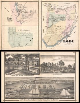 1876 Walker Map of Lodi, Wood-Ridge, New Jersey