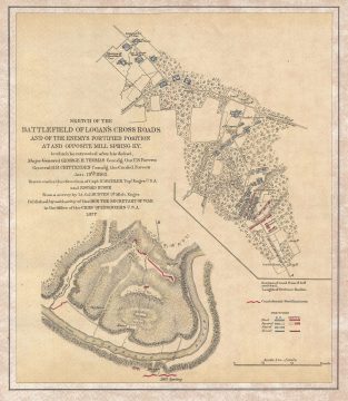1877 Ruger Map of  Battlefield of Logan's Crossroads / Mills Springs, Kentucky