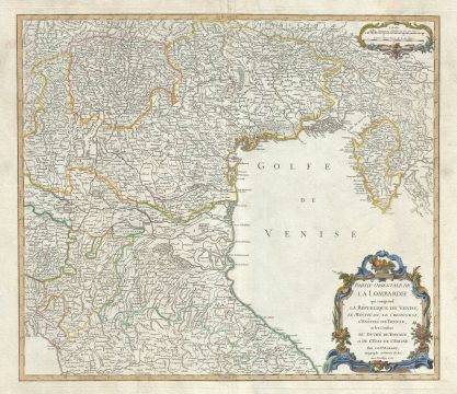 1750 Vaugondy Map of Northeast Italy (Venice, Mantua)