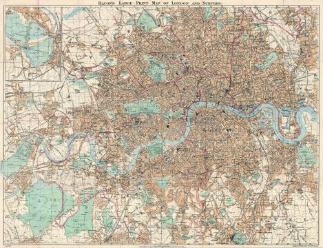 1882 Bacon Map of London, England