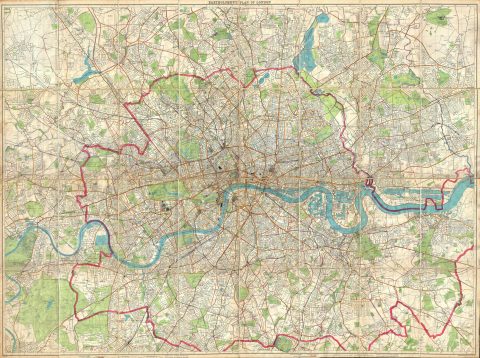 1899 Bartholomew Fire Brigade Map of London, England