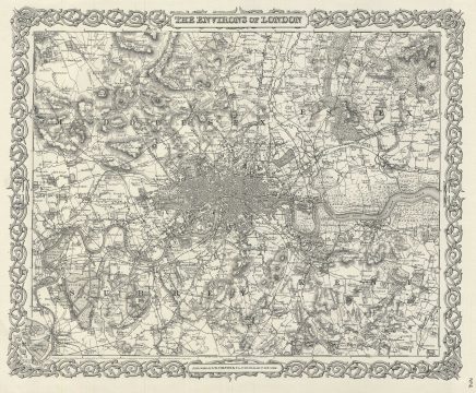 1856 Colton Map or Plan of London