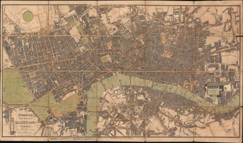 1822 Fores City Plan or Map of London, England