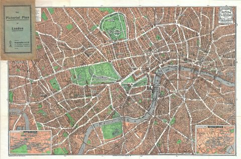 1923 Geographica Pocket Map of London, England