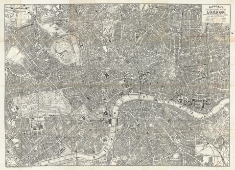 1884 Gifford Map of London, England (printed on silk)