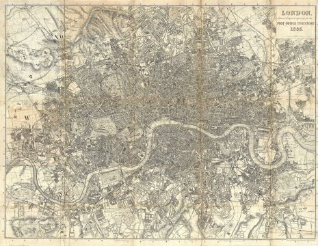 1885 Kelly Postal Map of London, England