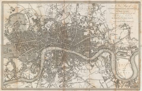 1823 Percy Map of London, Westminster, and Southwark