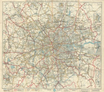1947 Philip Pocket Map of Routes In and Around London, England
