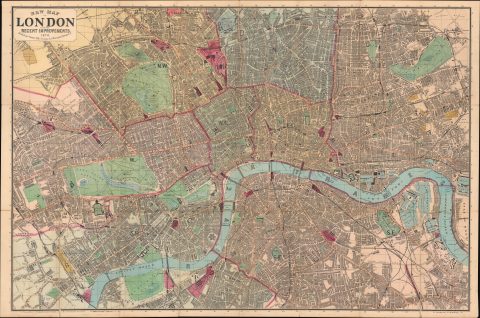 1874 Reynolds Pocket City Plan or Map of London, England