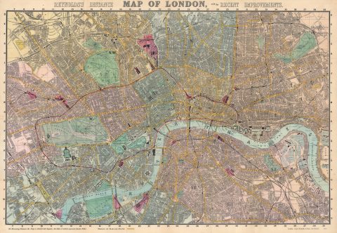 1887 Reynolds Pocket City Plan or Map of London, England