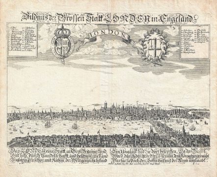1650 Schnitzer View Map of London, England (pre-Fire)