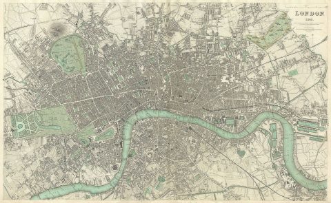 1843 S.D.U.K. Map of London, England
