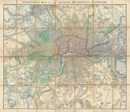 1861 Stanford Pocket Map of London, England