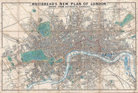 1851 Whitbread Folding Map of London, England
