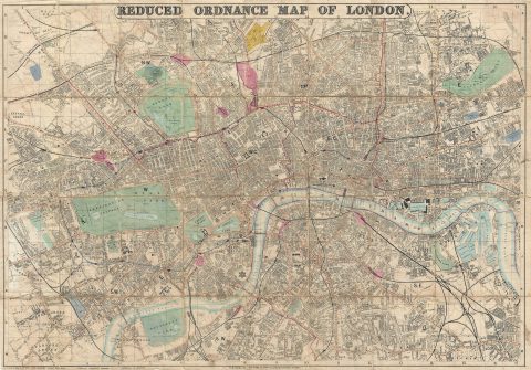 1873 Whitbread Folding Map of London, England