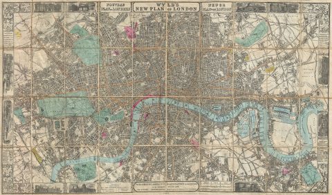 1863 James Wyld Pocket Map of London, England