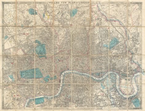 1889 James Wyld Pocket Map of London, England