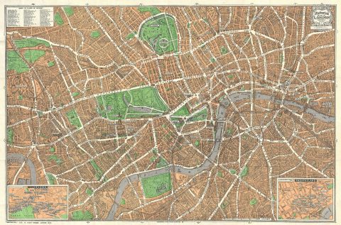 1924 Geographia Pictorial Map of London, England