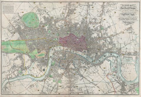 1823 Pigot Distance Map of London, England