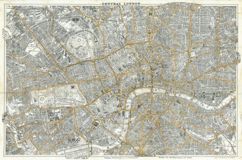1884 Bacon Map of Central London (on silk)
