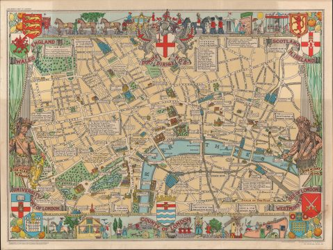 1955 Bartholomew Children's Pictorial Map of London