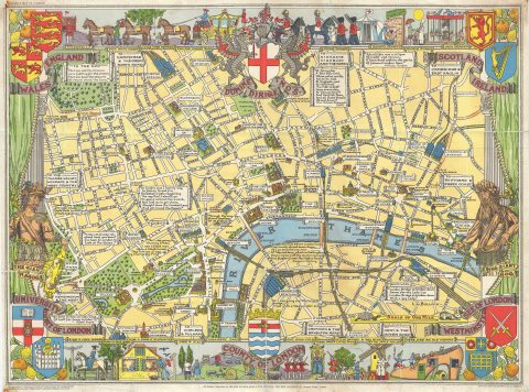 1955 Bartholomew Children's Pictorial Map of London