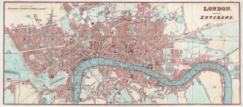 1805 City Plan or Map of London, England, and Environs