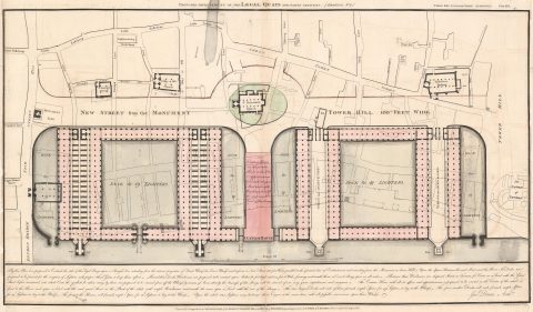 1800 George Dance Plan for the improvement of the Legal Quays, City of London