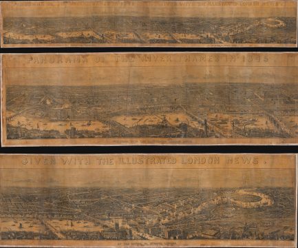 1845 William Little Presentation Birds-Eye View Panorama of London, England