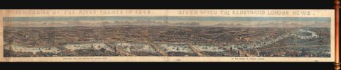 1845 William Little Presentation Birds-Eye View Panorama of London, England